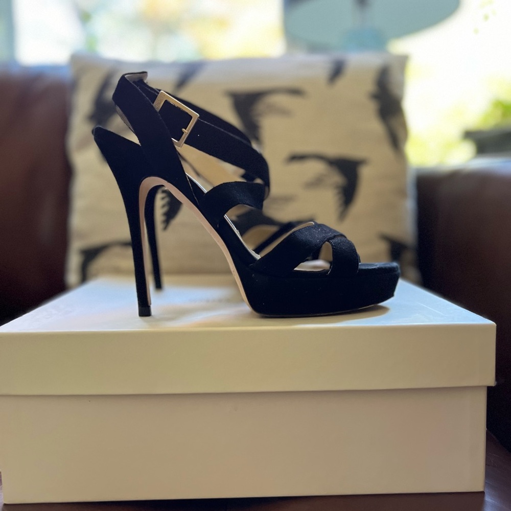 Jimmy Choo Vamp Black Suede ankle strap heel, 37.5